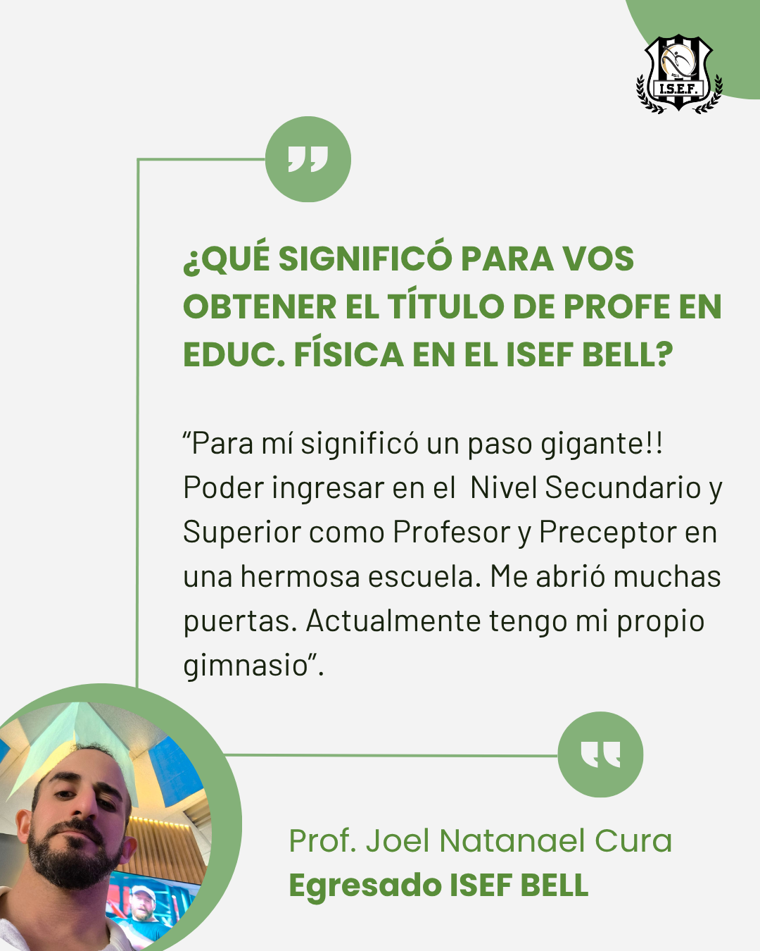 Testimonio de una persona egresada del ISEF Bell 2