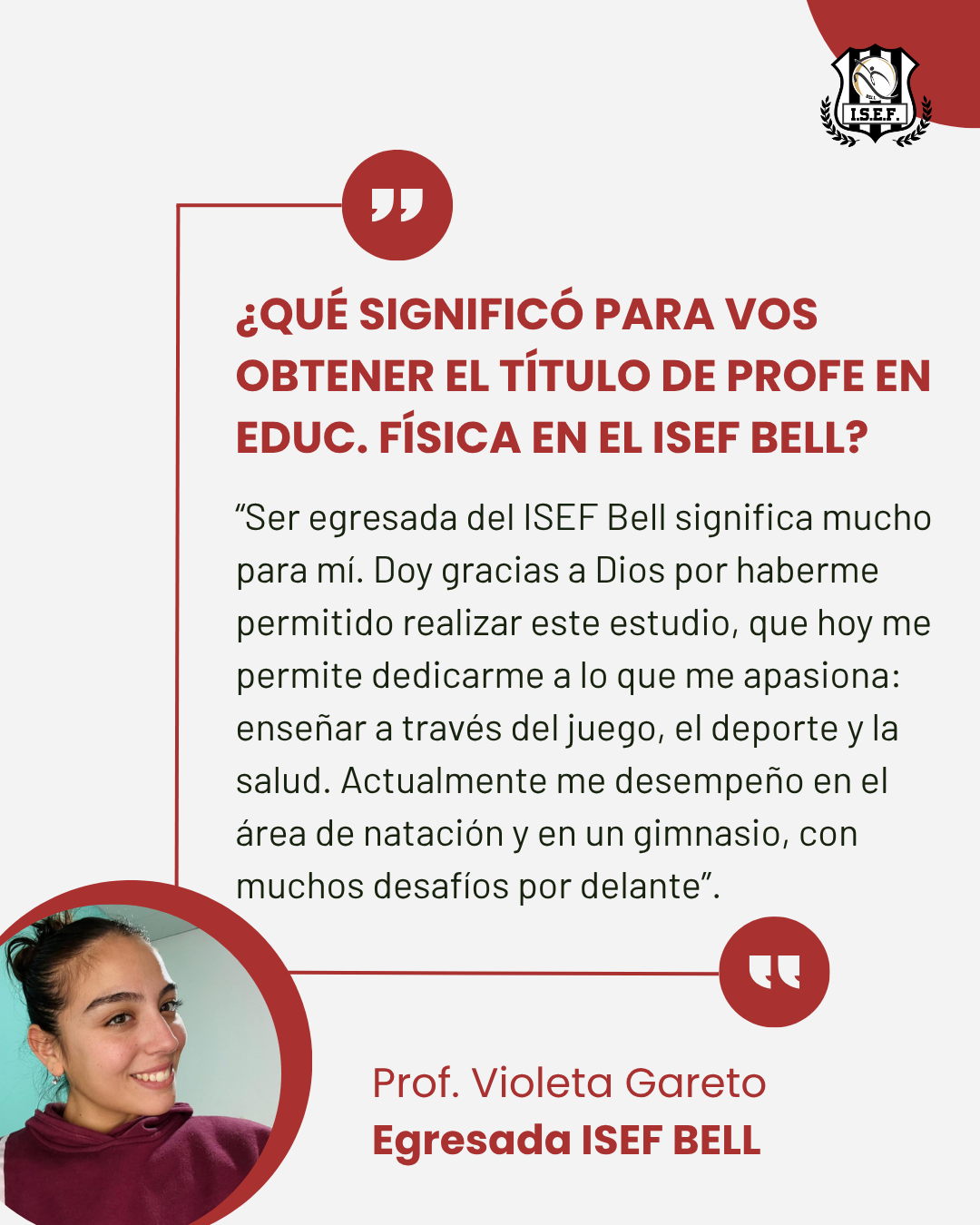 Testimonio de una persona egresada del ISEF Bell 1