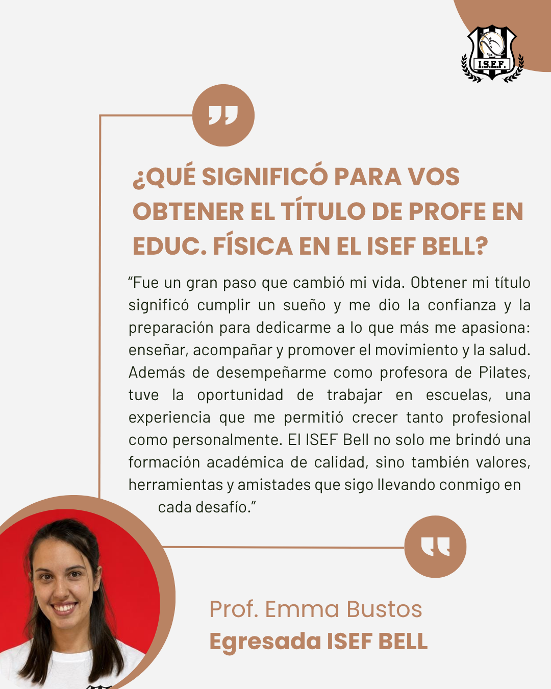 Testimonio de una persona egresada del ISEF Bell 5